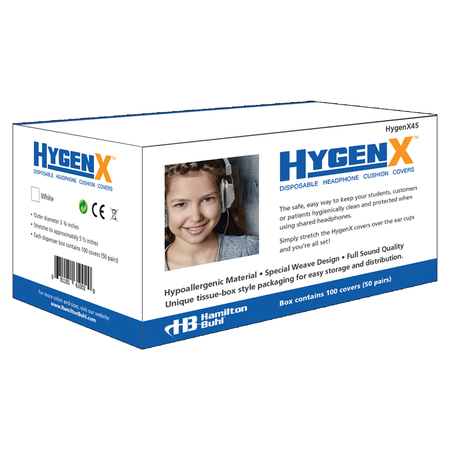 HAMILTONBUHL HygenX Sanitary Ear Cushion Covers for Over-Ear Headphones, PK50 HygenX45